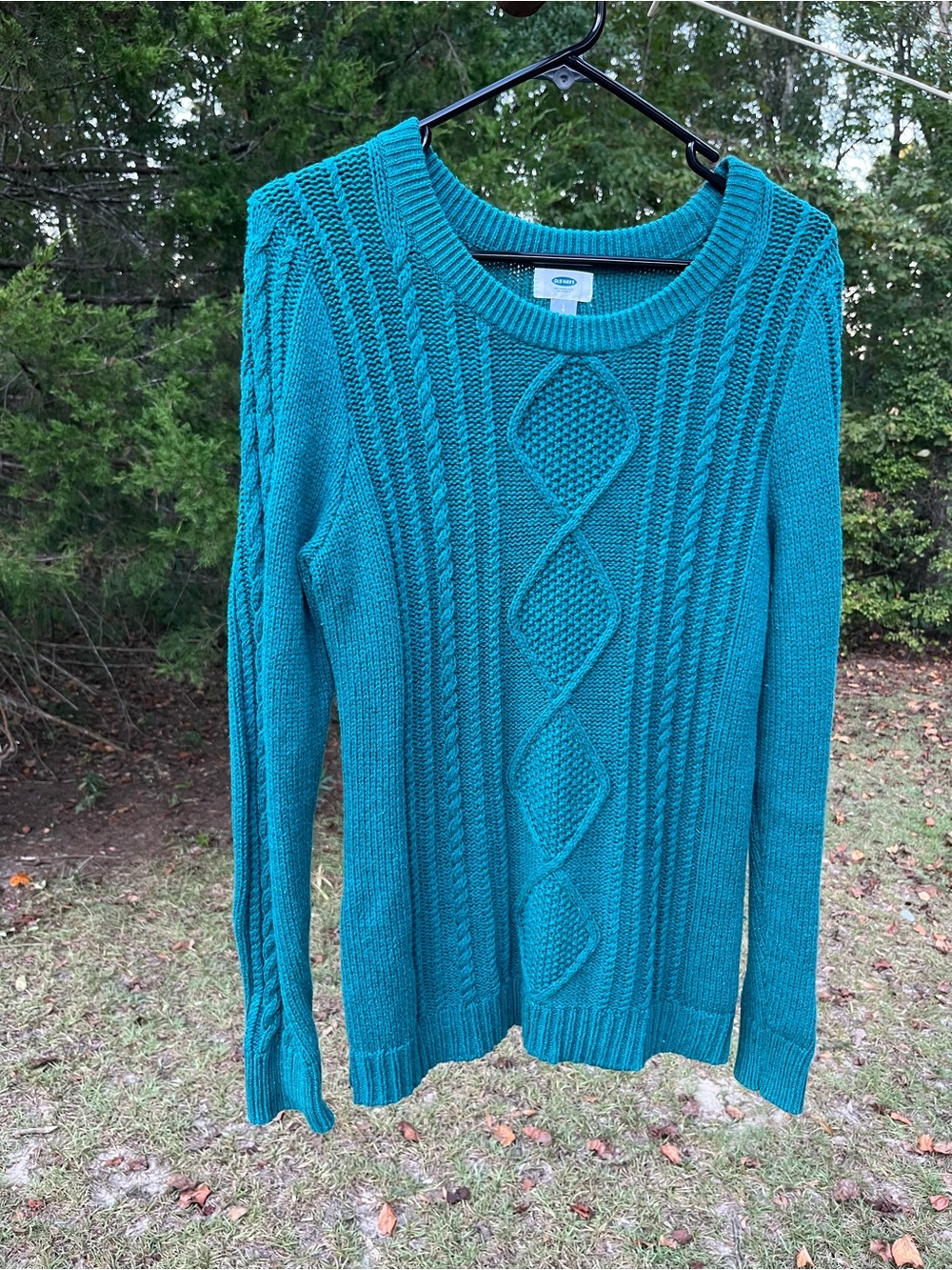 Old Navy Teal Cable-Knit Crewneck Sweater